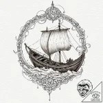 Viking longship in a storm, tattoo drawing ou… – tattoo sketch (№1751900578_0, 07.07.2025 15:02) — tattoovalue.net