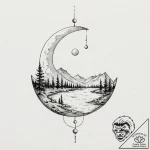A watercolor sketch of the “moon river” scene… – tattoo sketch (№1751900751_0, 07.07.2025 15:05) — tattoovalue.net