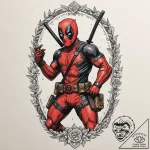 A neo-traditional tattoo of deadpool, breakin… – tattoo sketch (№1751901623_0, 07.07.2025 15:20) — tattoovalue.net