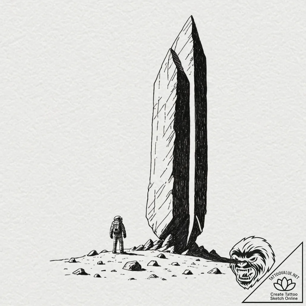 The monolith from 2001: a space odyssey, tatt... - tattoo sketch (№1751901968_0, 07.07.2025 15:26) — tattoovalue.net