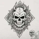 Oni mask, tattoo flash sheet design, studio l… – tattoo sketch (№1751902575_0, 07.07.2025 15:36) — tattoovalue.net