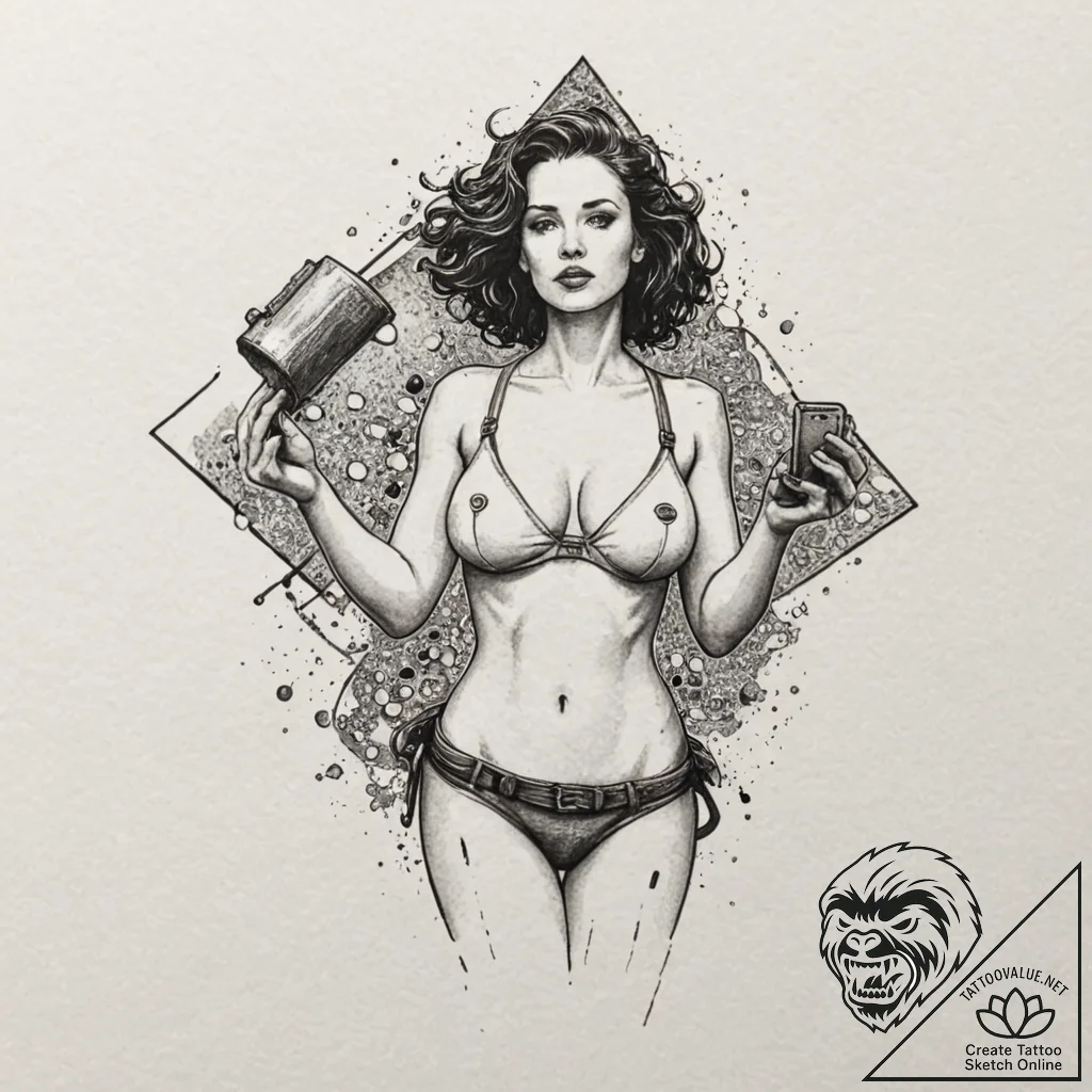 A neo-traditional tattoo of the three-breaste... - tattoo sketch (№1751902661_0, 07.07.2025 15:37) — tattoovalue.net