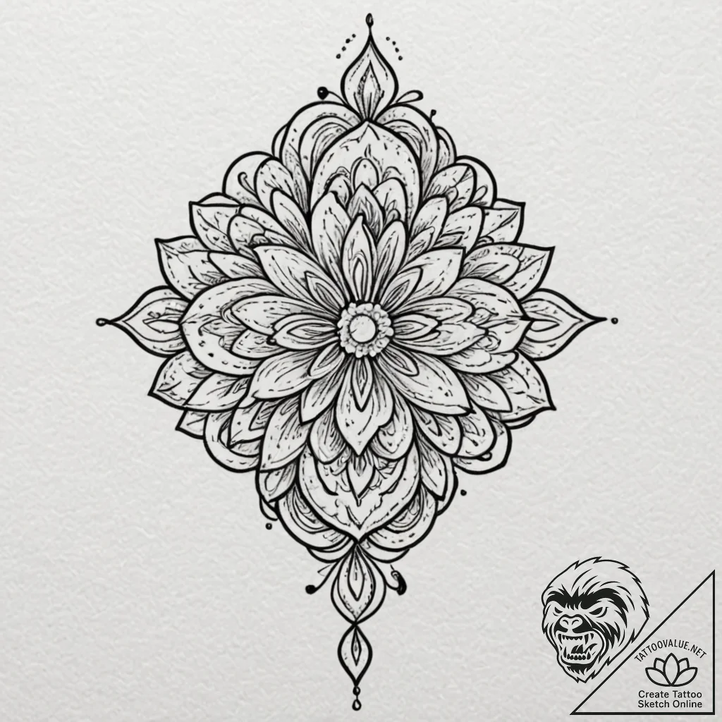 Indian, tattoo sketch design, subtle drop sha... - tattoo sketch (№1751903290_0, 07.07.2025 15:48) — tattoovalue.net