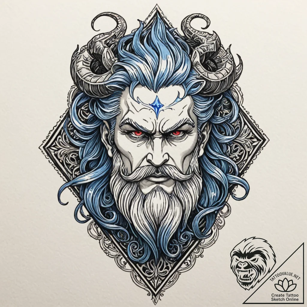 A neo-traditional portrait of hades from herc... - tattoo sketch (№1751903367_0, 07.07.2025 15:49) — tattoovalue.net