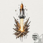 Rocket, concept art for tattoo, unique design… – tattoo sketch (№1751903524_0, 07.07.2025 15:52) — tattoovalue.net