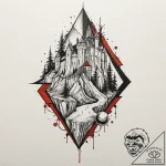 A watercolor sketch of kaer morhen, the witch… – tattoo sketch (№1751903693_0, 07.07.2025 15:54) — tattoovalue.net