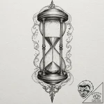 Hourglass, concept art for tattoo, bold outli… – tattoo sketch (№1751903779_0, 07.07.2025 15:56) — tattoovalue.net
