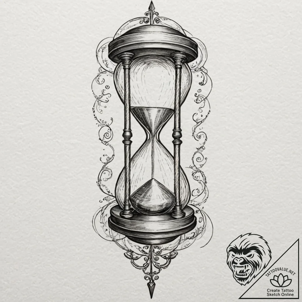 Hourglass, concept art for tattoo, bold outli... - tattoo sketch (№1751903779_0, 07.07.2025 15:56) — tattoovalue.net