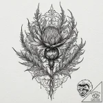 A thistle plant, tattoo flash sheet design, d… – tattoo sketch (№1751903947_0, 07.07.2025 15:59) — tattoovalue.net