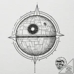 24. dotwork tattoo design of the death star,… – tattoo sketch (№1751905588_0, 07.07.2025 16:26) — tattoovalue.net
