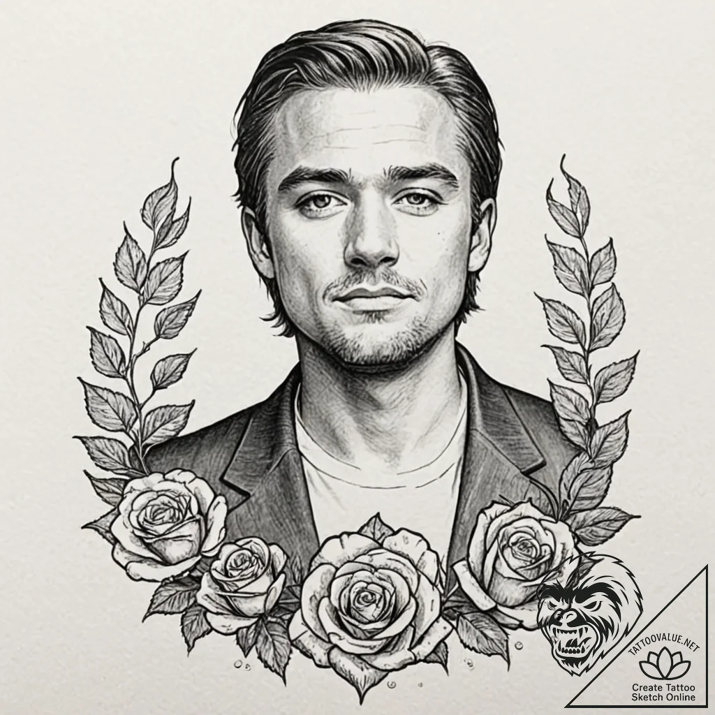 A graphic novel style portrait of cliff booth... - tattoo sketch (№1751906443_0, 07.07.2025 16:40) — tattoovalue.net