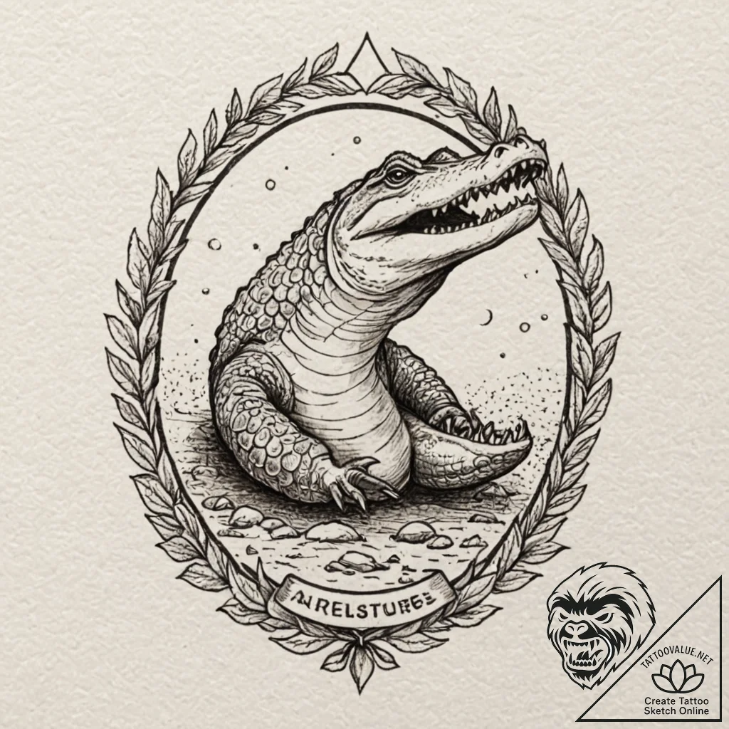 Alligator, tattoo flash sheet design, profess... - tattoo sketch (№1751906876_0, 07.07.2025 16:47) — tattoovalue.net