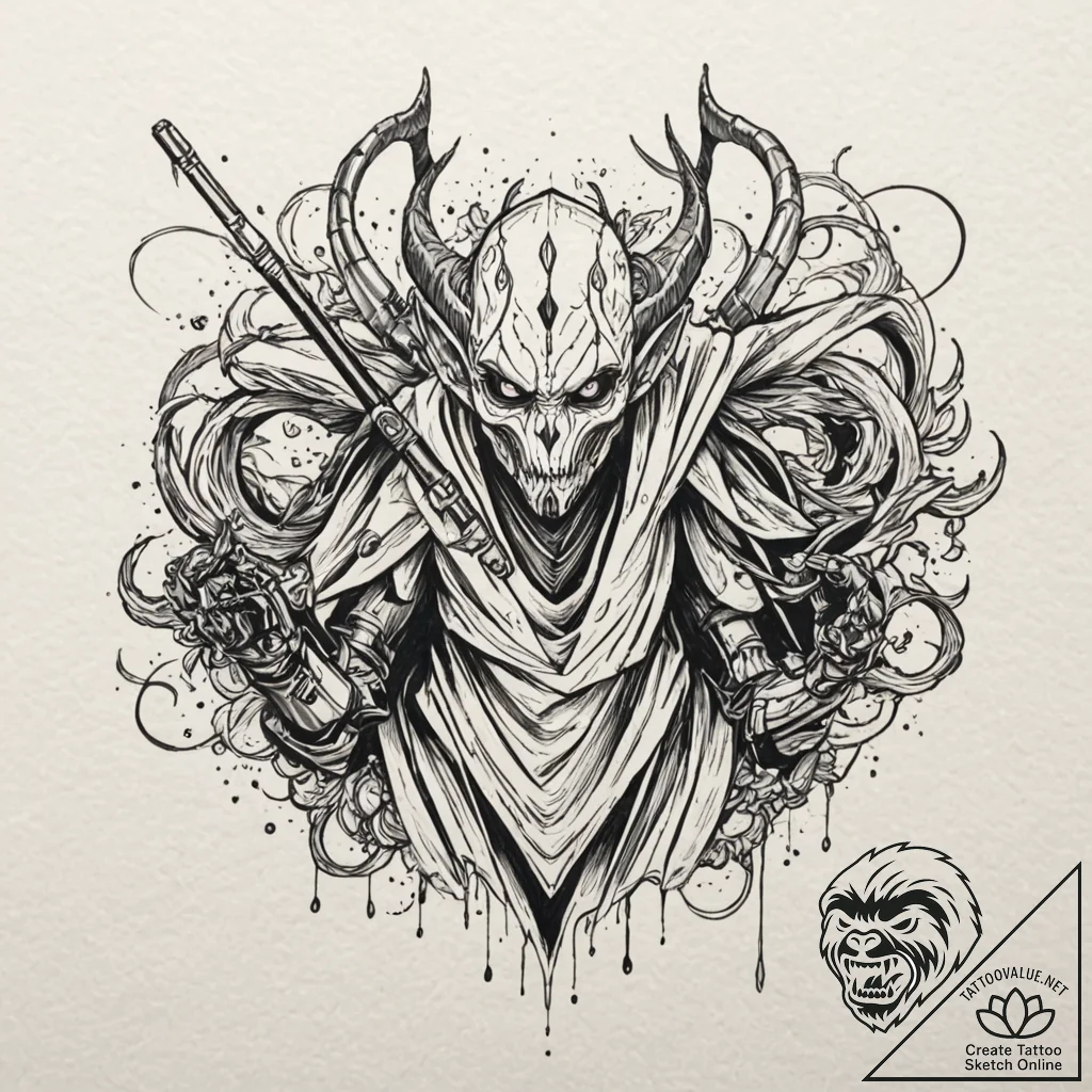34. trash polka sketch of general grievous wi... - tattoo sketch (№1751907047_0, 07.07.2025 16:50) — tattoovalue.net