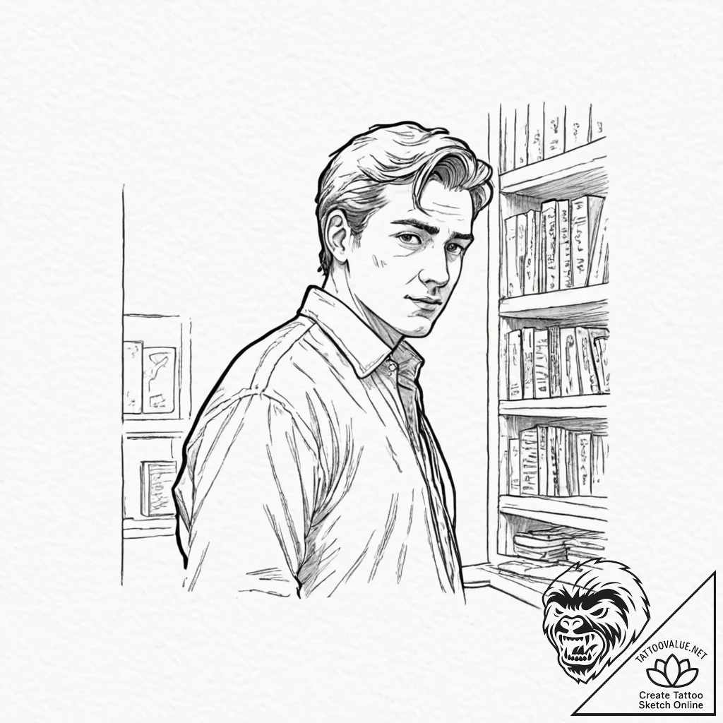 A graphic novel portrait of the main characte... - tattoo sketch (№1751907133_0, 07.07.2025 16:52) — tattoovalue.net
