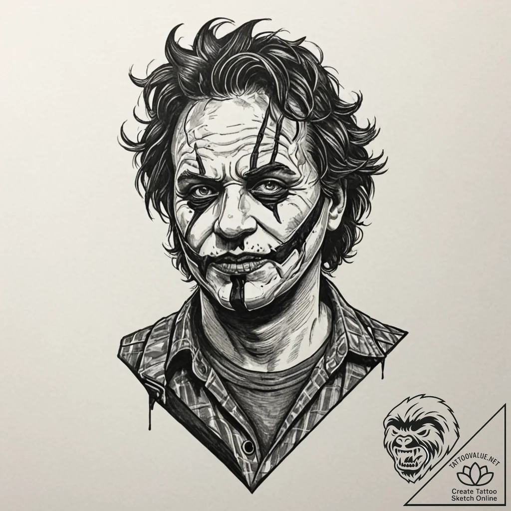 A sketch of leatherface from the texas chains... - tattoo sketch (№1751907389_0, 07.07.2025 16:56) — tattoovalue.net