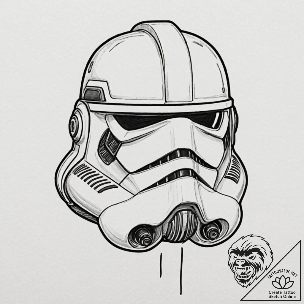 Neo-traditional portrait of a clone trooper,... - tattoo sketch (№1751907816_0, 07.07.2025 17:03) — tattoovalue.net