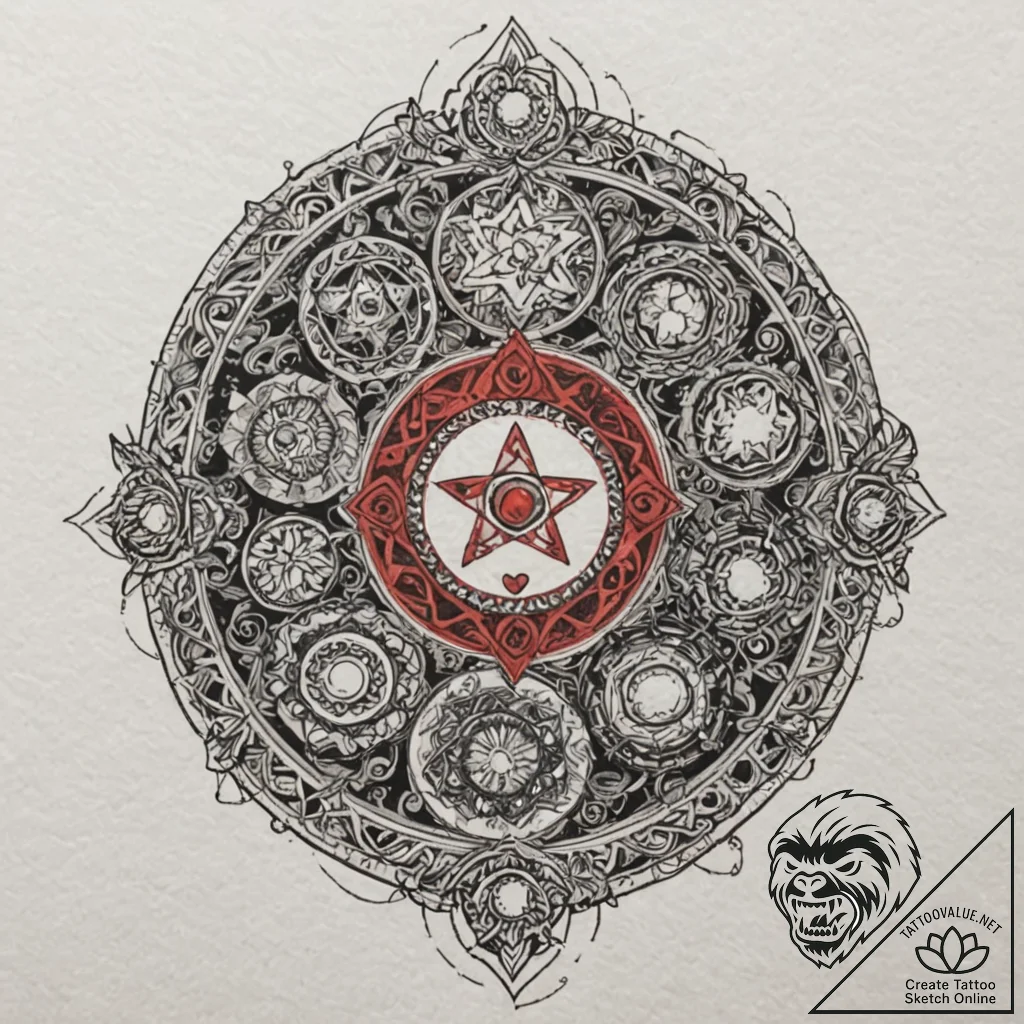 A minimalist tattoo of the six infinity stone... - tattoo sketch (№1751907900_0, 07.07.2025 17:05) — tattoovalue.net