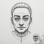 A minimalist tattoo of the “fsociety” mask fr… – tattoo sketch (№1751907985_0, 07.07.2025 17:06) — tattoovalue.net