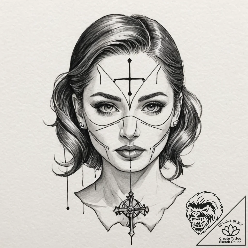 Watercolor portrait of a beautiful but deadly... - tattoo sketch (№1751908070_0, 07.07.2025 17:07) — tattoovalue.net