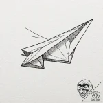 Paper airplane, concept art for tattoo, minim… – tattoo sketch (№1751908154_0, 07.07.2025 17:09) — tattoovalue.net