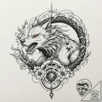 Fenrir breaking his chains, tattoo drawing ou… – tattoo sketch (№1751909010_0, 07.07.2025 17:23) — tattoovalue.net