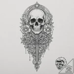 A skeleton key, concept art for tattoo, on wh… – tattoo sketch (№1751909096_0, 07.07.2025 17:24) — tattoovalue.net