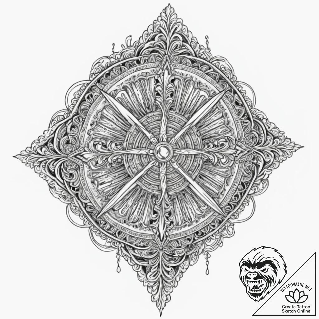 A shattered geometric shape, ink illustration... - tattoo sketch (№1751909266_0, 07.07.2025 17:27) — tattoovalue.net