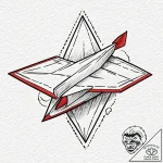 Paper airplane, tattoo flash sheet design, bl… – tattoo sketch (№1751909525_0, 07.07.2025 17:32) — tattoovalue.net