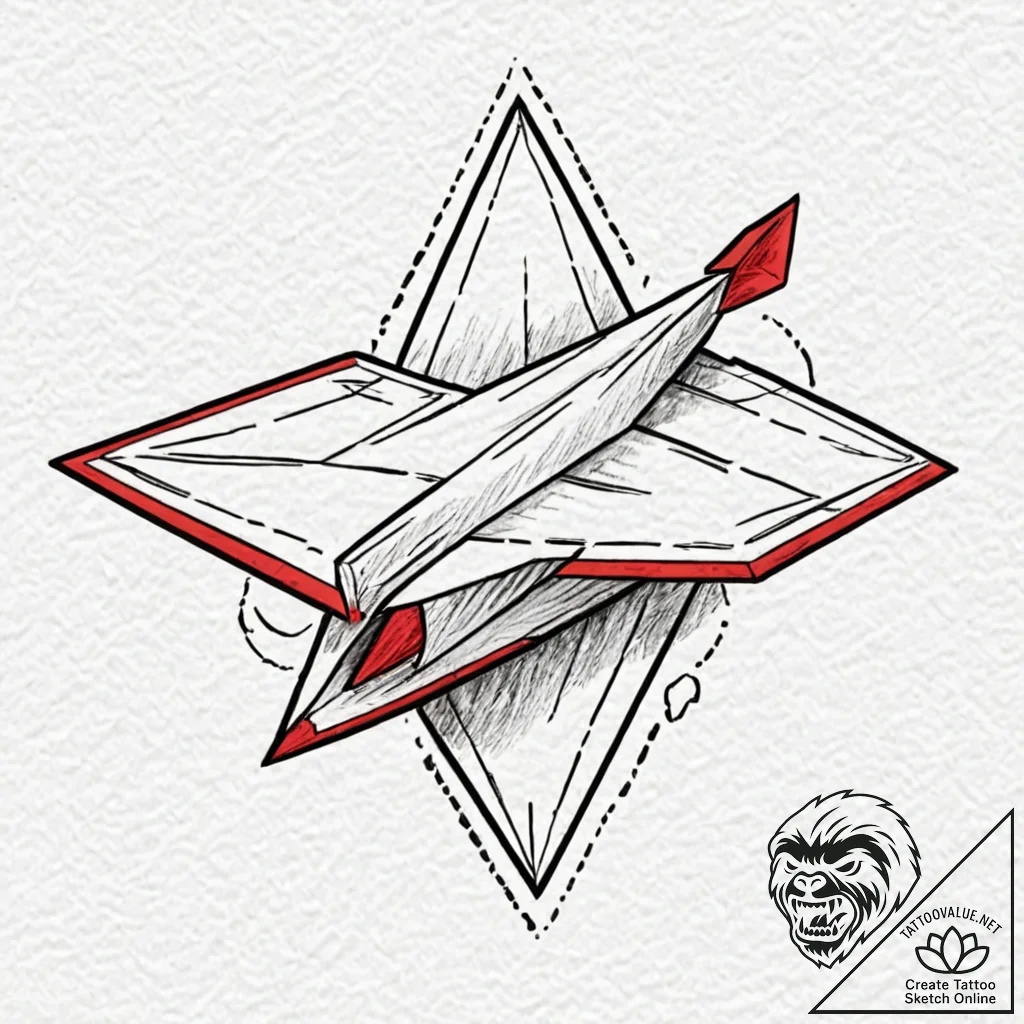 Paper airplane, tattoo flash sheet design, bl... - tattoo sketch (№1751909525_0, 07.07.2025 17:32) — tattoovalue.net