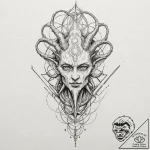 Nyarlathotep, concept art for tattoo, dotwork… – tattoo sketch (№1751910815_0, 07.07.2025 17:53) — tattoovalue.net