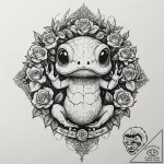 A neo-traditional tattoo of the toad from pan… – tattoo sketch (№1751910902_0, 07.07.2025 17:55) — tattoovalue.net