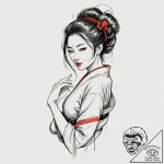 Cyborg geisha, concept art for tattoo, fine l… – tattoo sketch (№1751911413_0, 07.07.2025 18:03) — tattoovalue.net