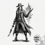 A hunter from bloodborne with saw cleaver, ar… – tattoo sketch (№1751911497_0, 07.07.2025 18:04) — tattoovalue.net