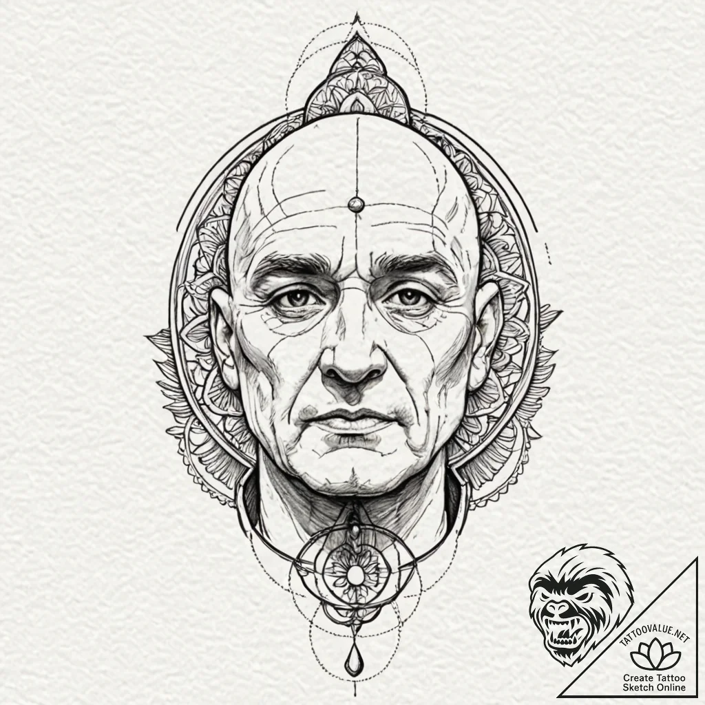 A watercolor sketch of colonel kurtz's face e... - tattoo sketch (№1751911920_0, 07.07.2025 18:12) — tattoovalue.net