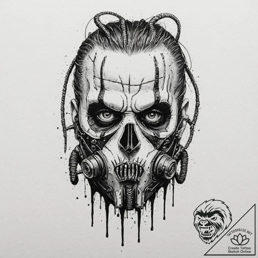 Trash polka tattoo of immortan joe's mask fro... - tattoo sketch (№1751912372_0, 07.07.2025 18:19) — tattoovalue.net
