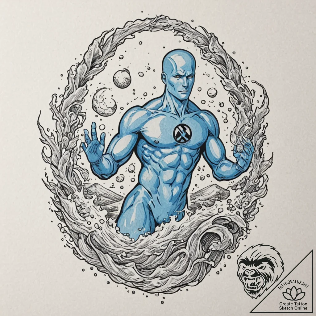 A graphic novel style portrait of dr. manhatt... - tattoo sketch (№1751913278_0, 07.07.2025 18:34) — tattoovalue.net