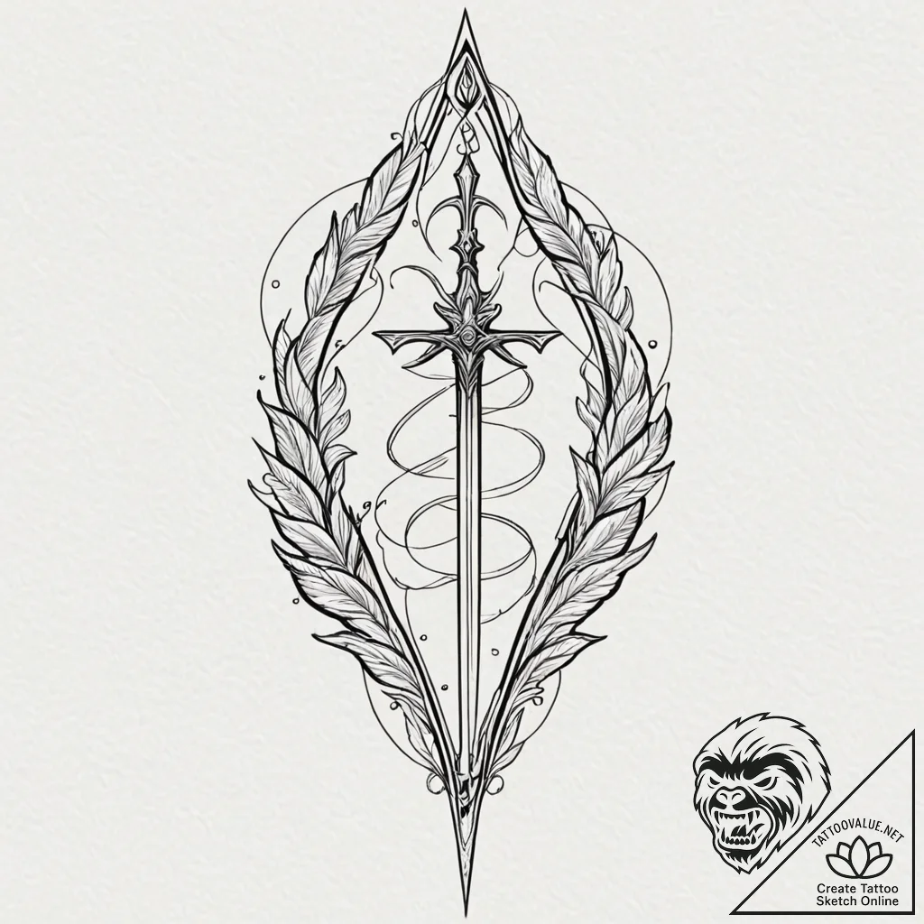 A linework tattoo of the spear of destiny fro... - tattoo sketch (№1751913362_0, 07.07.2025 18:36) — tattoovalue.net