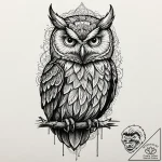 Neo-traditional tattoo design of the owl from… – tattoo sketch (№1751914289_0, 07.07.2025 18:51) — tattoovalue.net