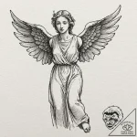 A linework tattoo of a weeping angel from doc… – tattoo sketch (№1751914543_0, 07.07.2025 18:55) — tattoovalue.net
