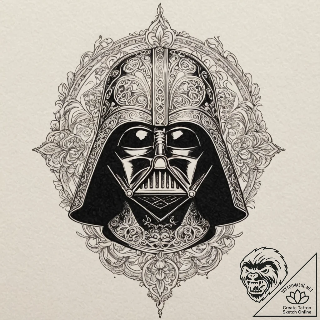A silhouette of vader's helmet made from the... - tattoo sketch (№1751915387_0, 07.07.2025 19:09) — tattoovalue.net