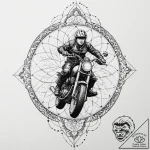 Trash polka tattoo of kaneda on his bike from… – tattoo sketch (№1751915555_0, 07.07.2025 19:12) — tattoovalue.net