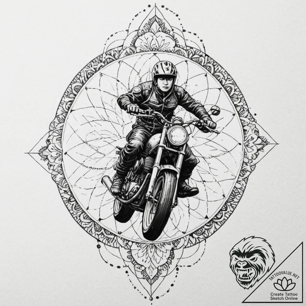 Trash polka tattoo of kaneda on his bike from... - tattoo sketch (№1751915555_0, 07.07.2025 19:12) — tattoovalue.net