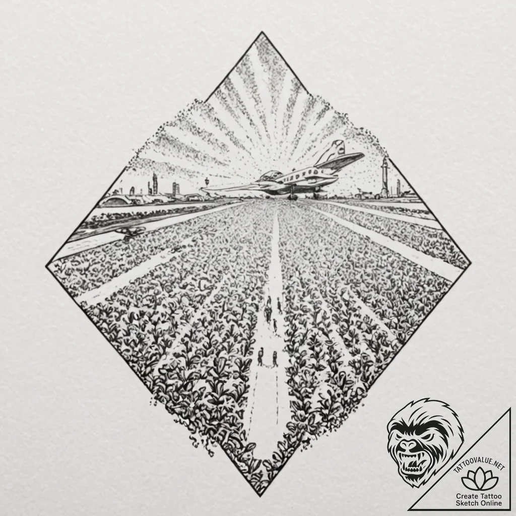 A graphic novel panel of the final airport sc... - tattoo sketch (№1751915640_0, 07.07.2025 19:14) — tattoovalue.net