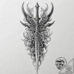 A neo-traditional design of a crysknife, orna… – tattoo sketch (№1751915978_0, 07.07.2025 19:19) — tattoovalue.net