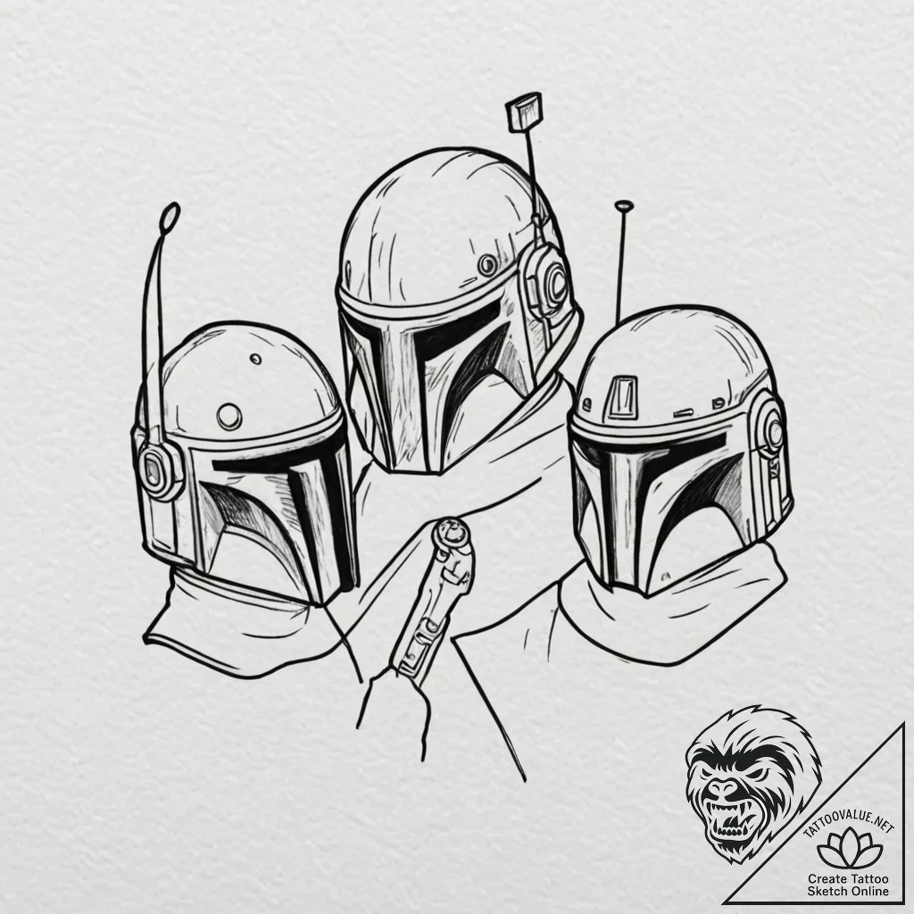 13. a "flash sheet" of mandalorian helmets: b... - tattoo sketch (№1751916146_0, 07.07.2025 19:22) — tattoovalue.net