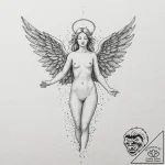 Angel, concept art for tattoo, studio lightin… – tattoo sketch (№1751916480_0, 07.07.2025 19:28) — tattoovalue.net