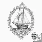 Sailboat, tattoo line art, black outline only… – tattoo sketch (№1751916896_0, 07.07.2025 19:34) — tattoovalue.net