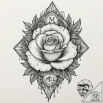 A linework tattoo of the rosebud motel sign f… – tattoo sketch (№1751916977_0, 07.07.2025 19:36) — tattoovalue.net