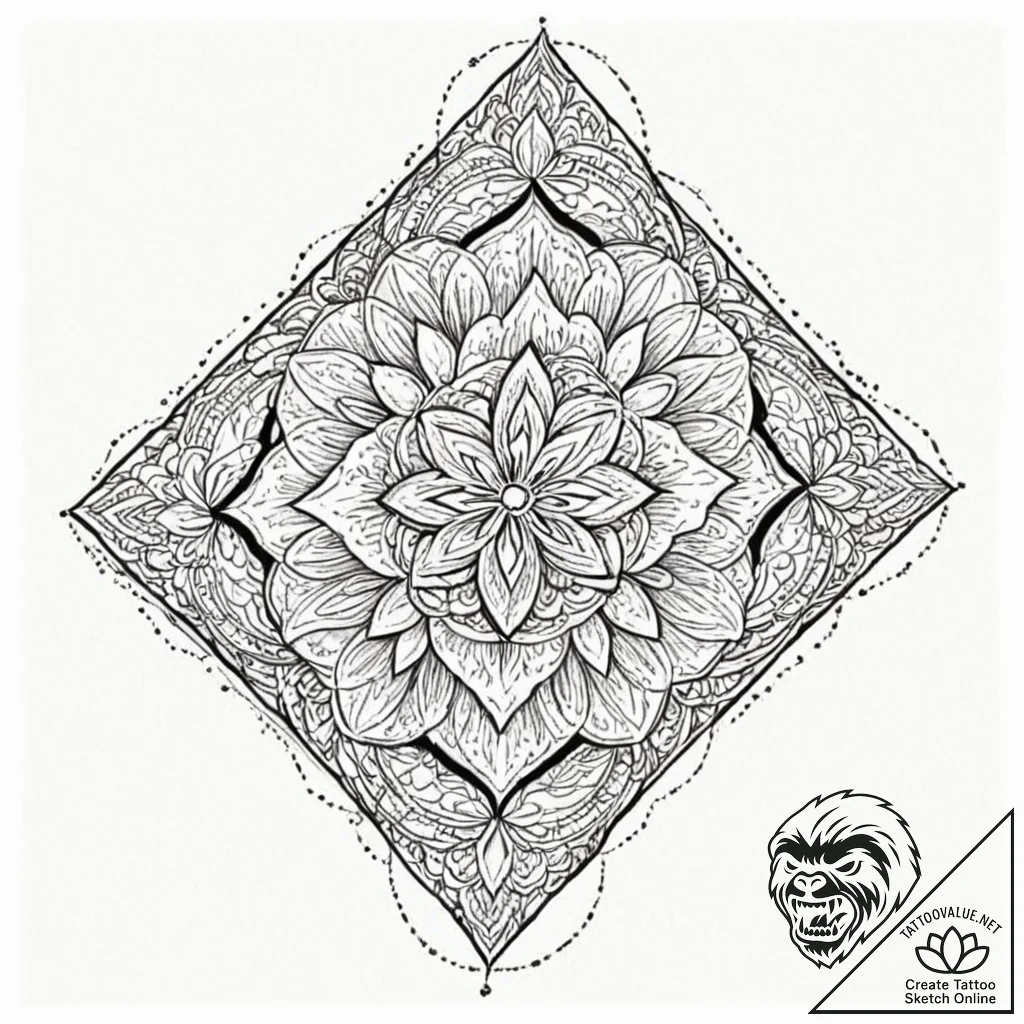 Rhombus, tattoo drawing outline, sepia tone s... - tattoo sketch (№1751917064_0, 07.07.2025 19:37) — tattoovalue.net