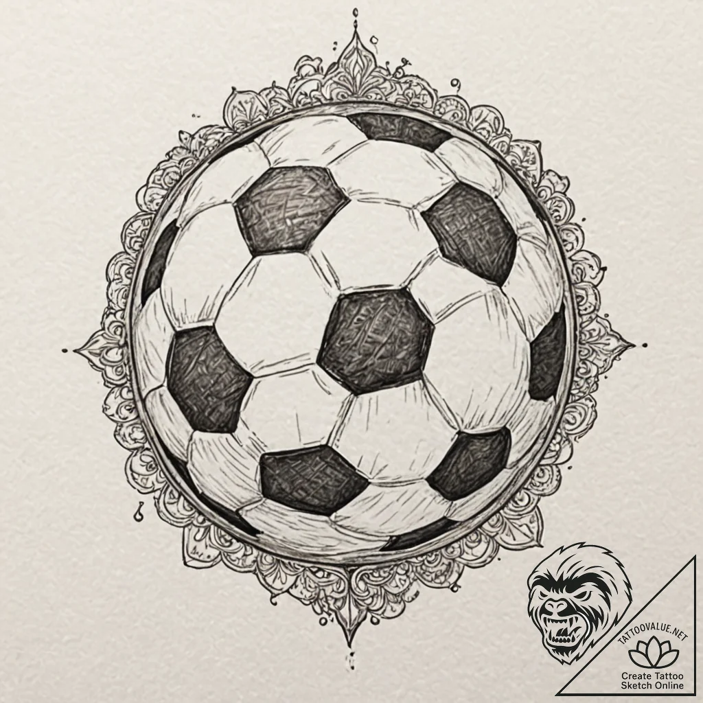 Soccer ball, tattoo sketch design, subtle dro... - tattoo sketch (№1751917233_0, 07.07.2025 19:40) — tattoovalue.net
